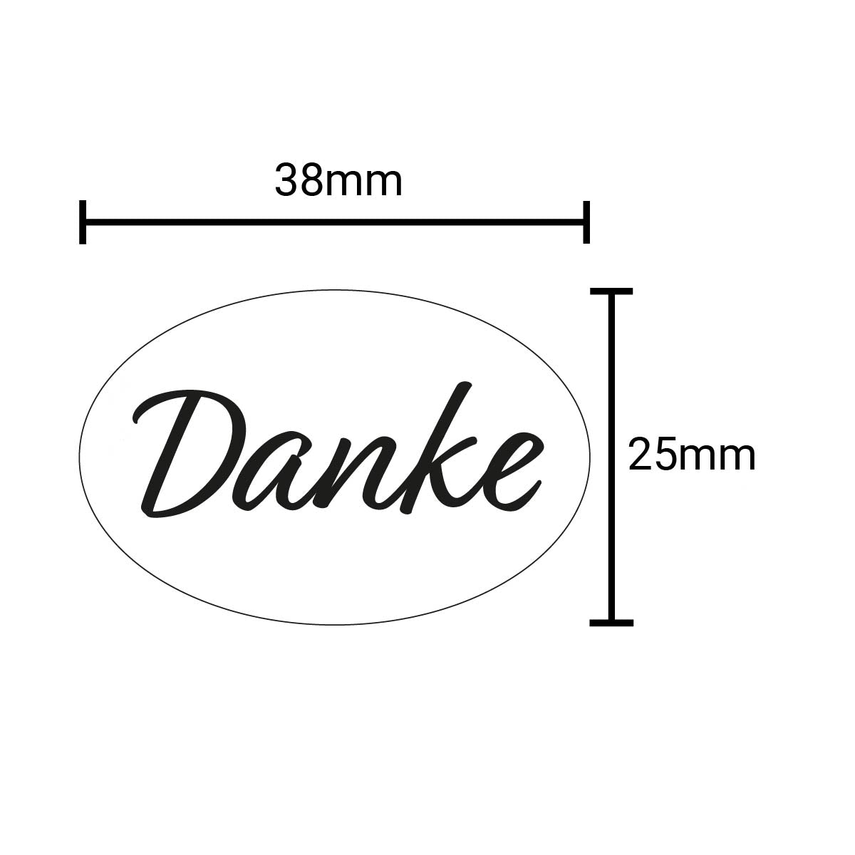 Ovaler Aufkleber Danke Maße