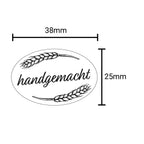 Ovales Etikett "handgemacht" mit Ähren