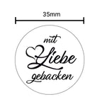 Aufkleber „mit Liebe gebacken“