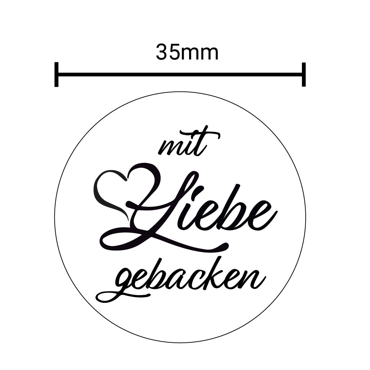 Aufkleber „mit Liebe gebacken“