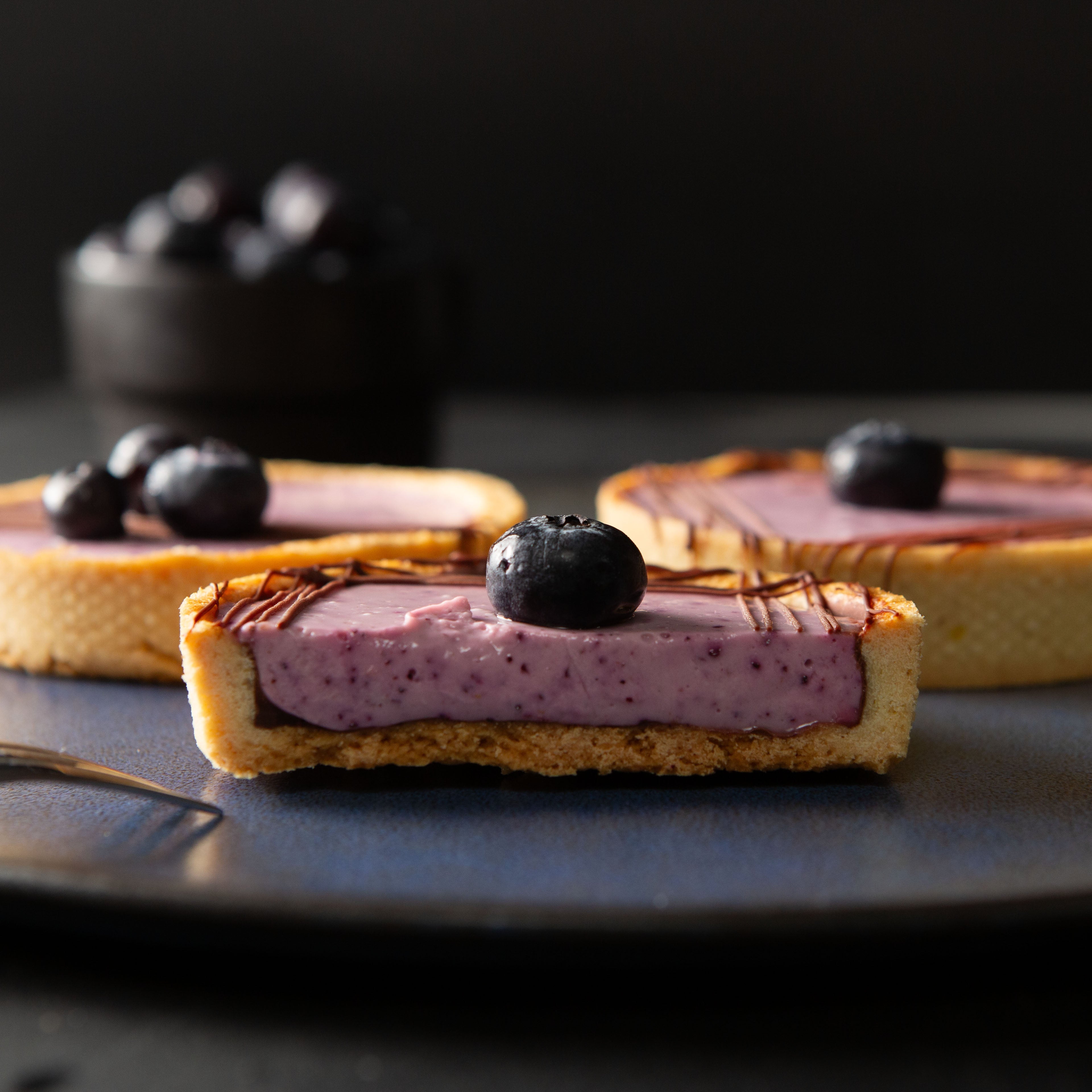 Tarte süss mit Blaubeeren und Schokolade