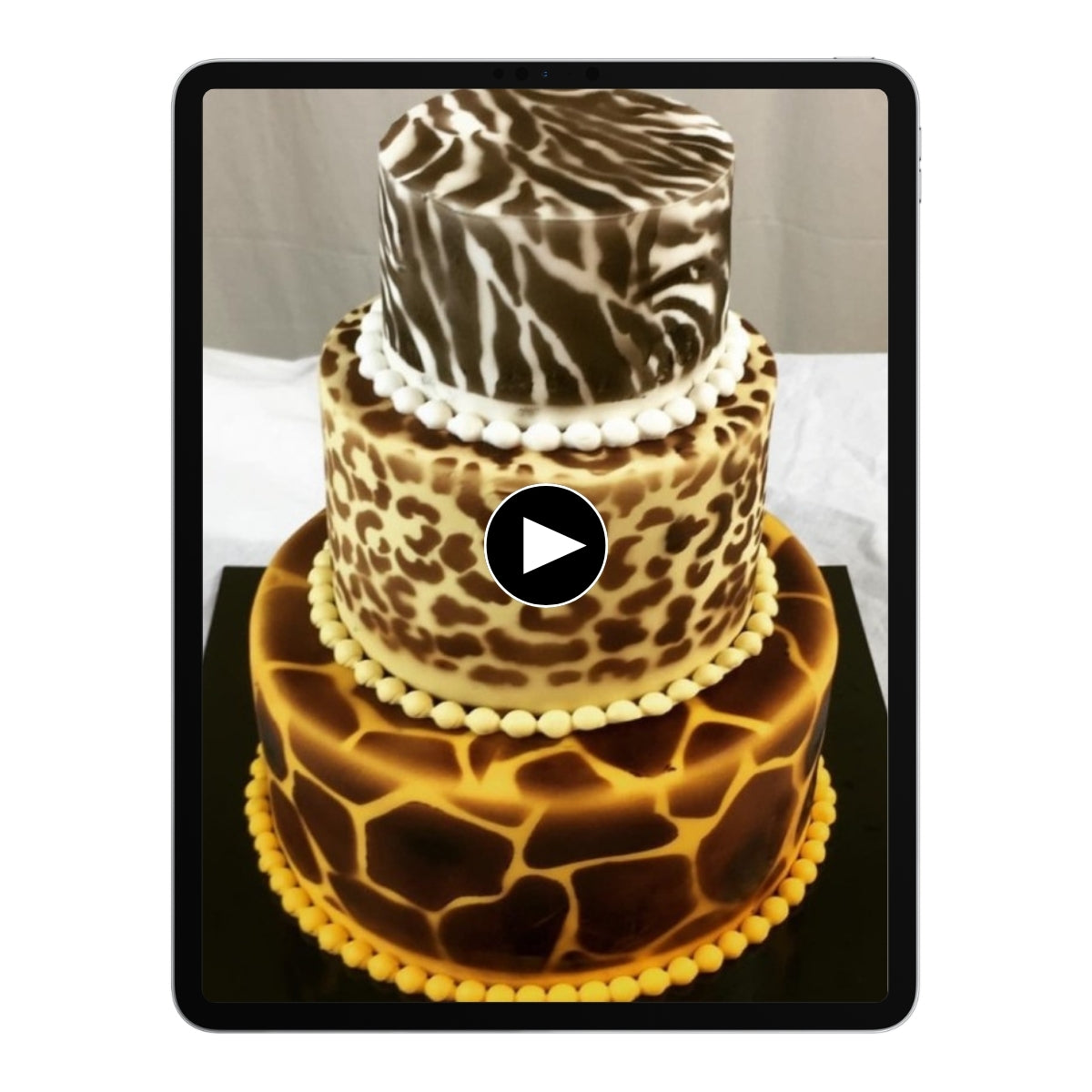 Airbrush Torte mit Tiermuster auf Tablet