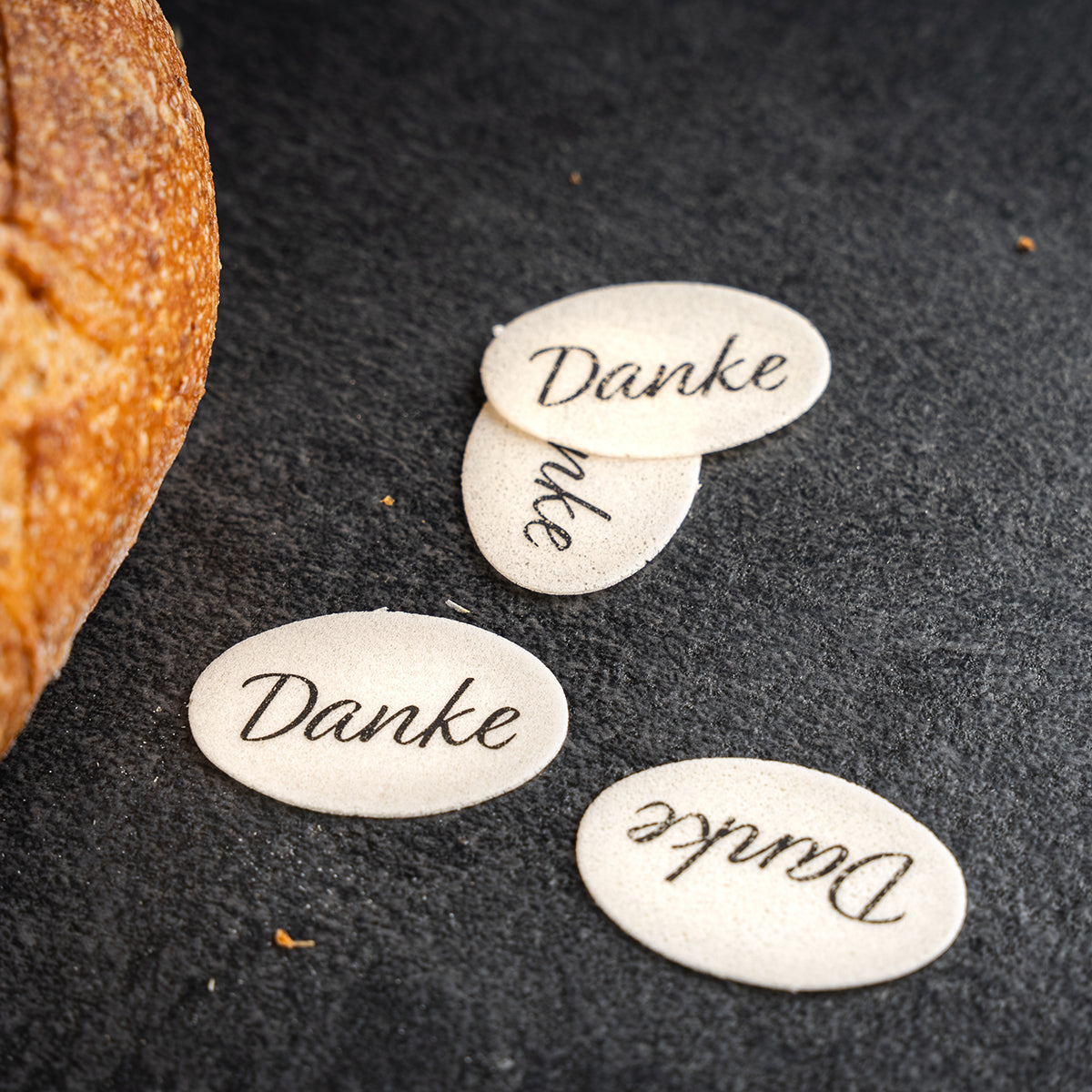 Esspapier mit Aufdruck "Danke"