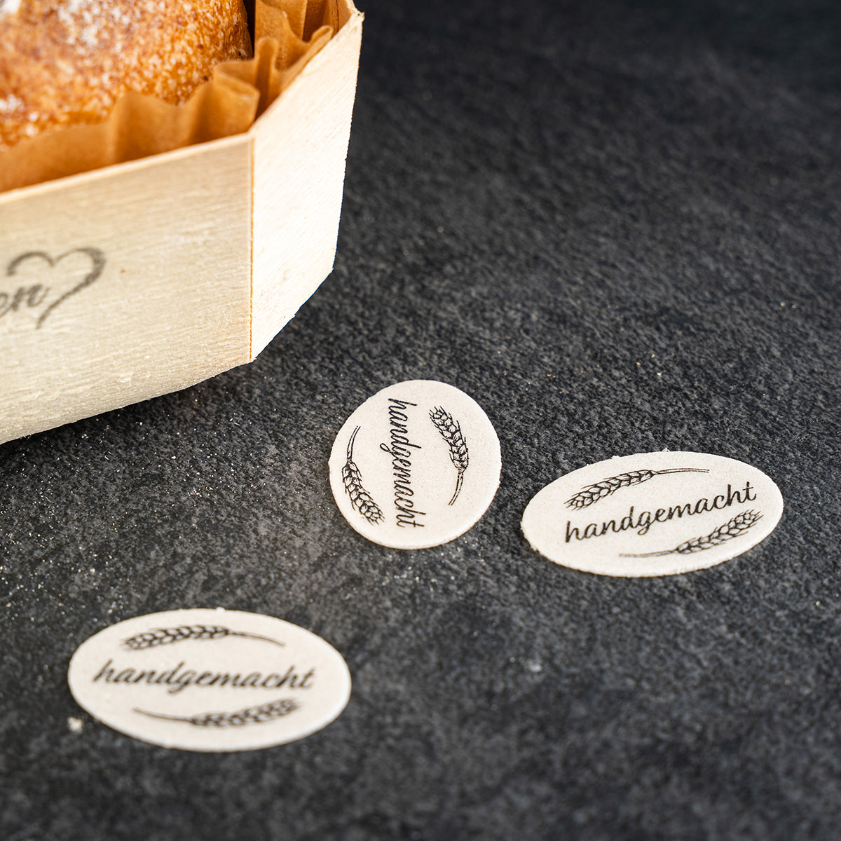 Brotaufkleber mit Aufschrift handgemacht