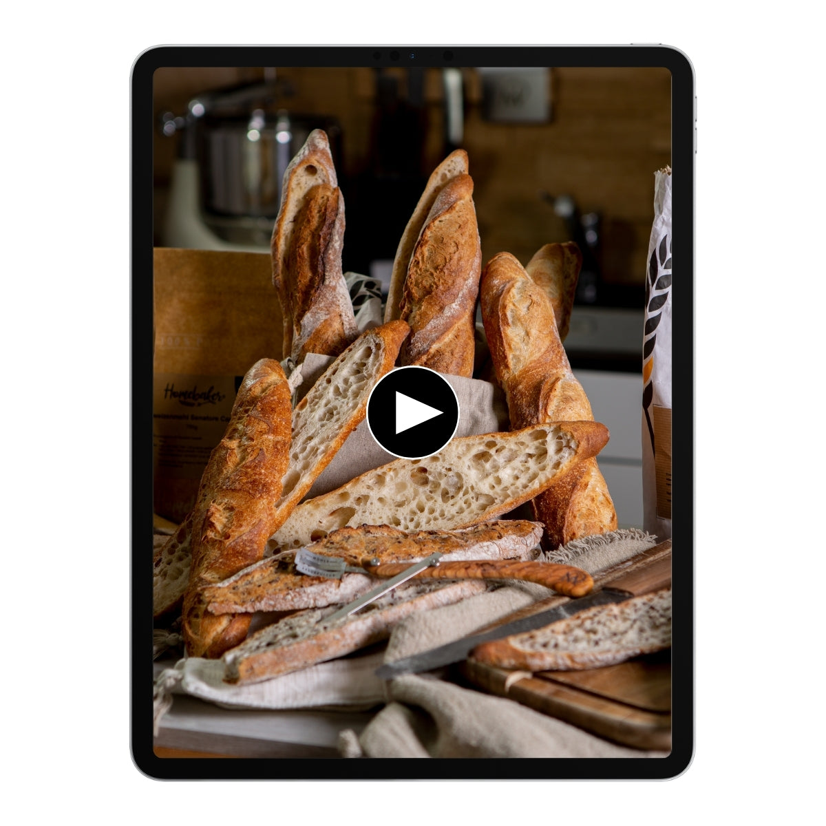 Mehrere Baguettes auf einem Tablet