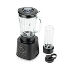 Schwarzer Standmixer mit Zubehör