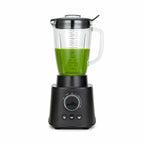 Schwarzer Standmixer mit grünem Smoothie