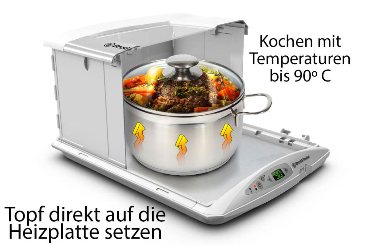 Topf auf Heizplatte beim Kochen