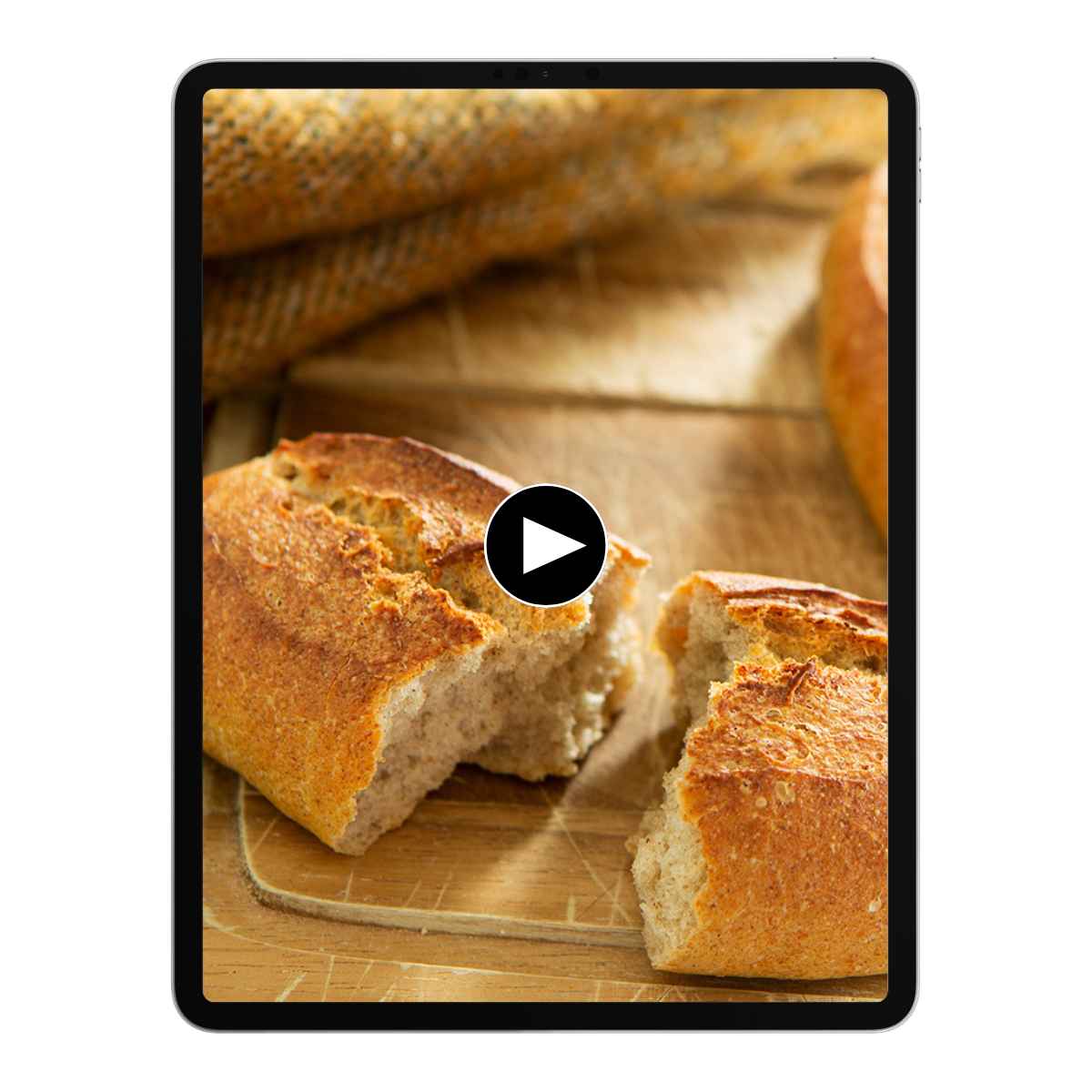 Ruchmehl Brötchen auf einem Tablet
