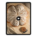 Brot Handwerkskunst der Kürbis auf einem Tablet