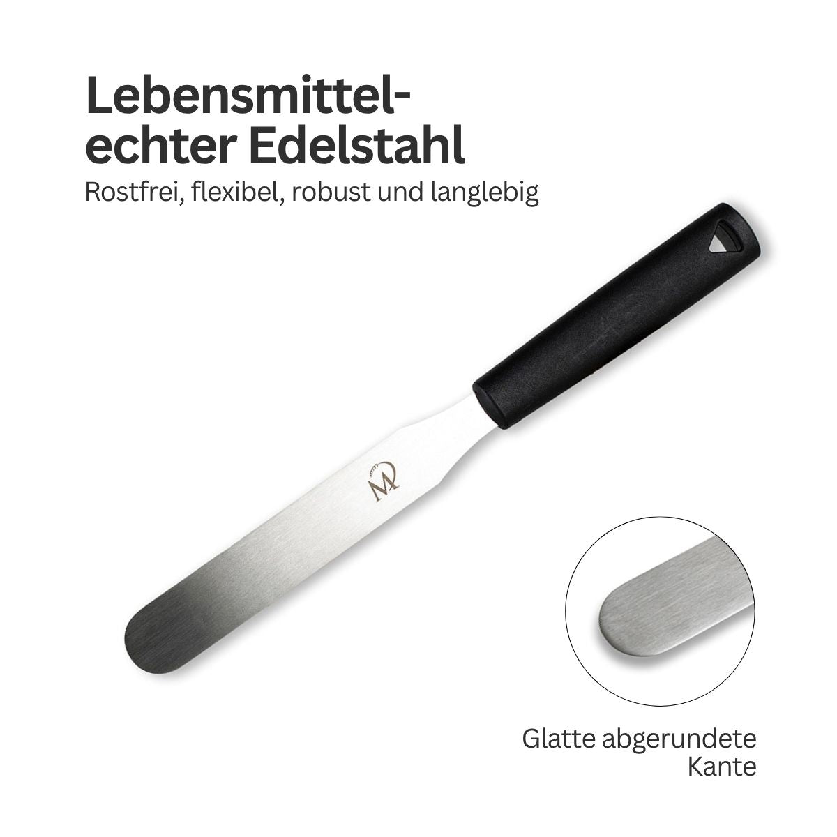 Palette aus Edelstahl mit Kunststoffgriff