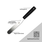 Palette aus Edelstahl mit Kunststoffgriff