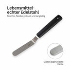 Palette aus Edelstahl mit Kunststoffgriff