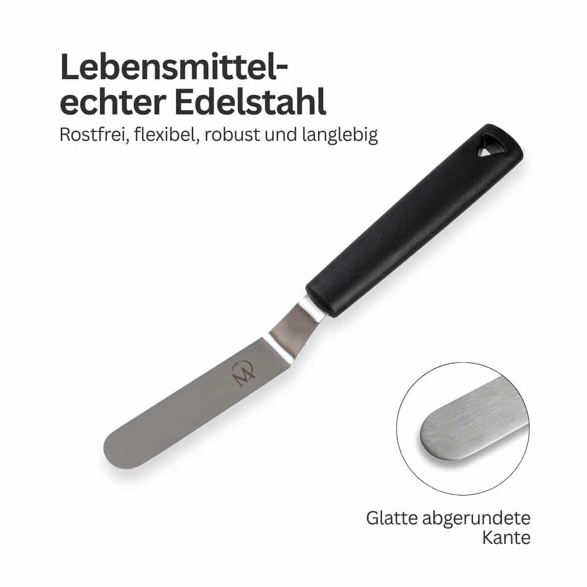 Palette aus Edelstahl mit Kunststoffgriff
