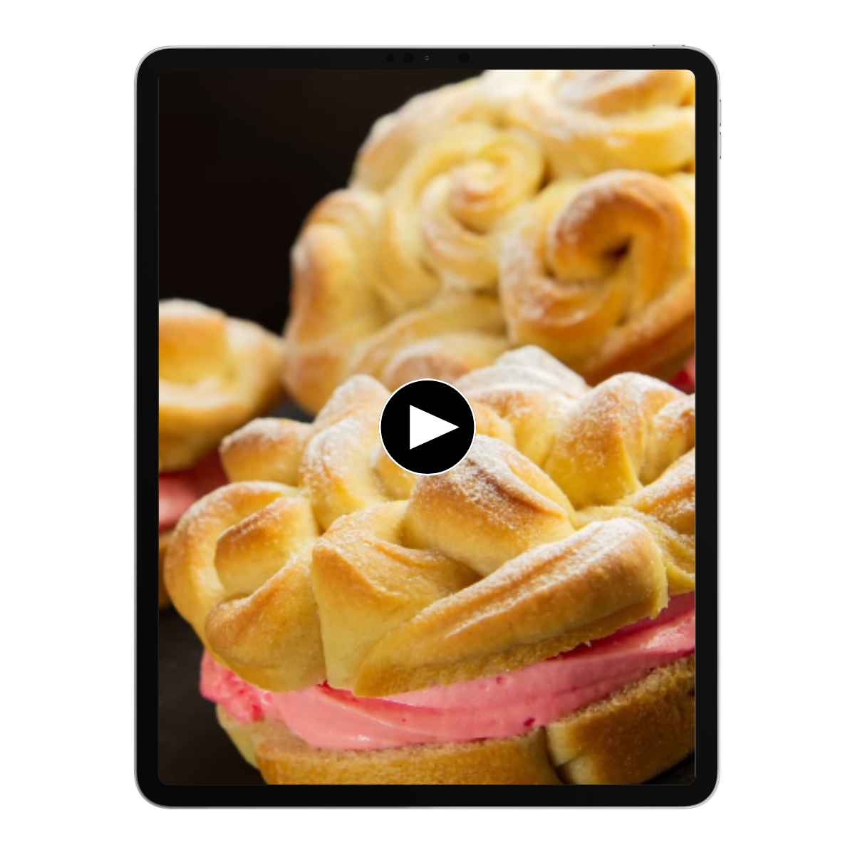 Rosenkuchen auf einem Tablet