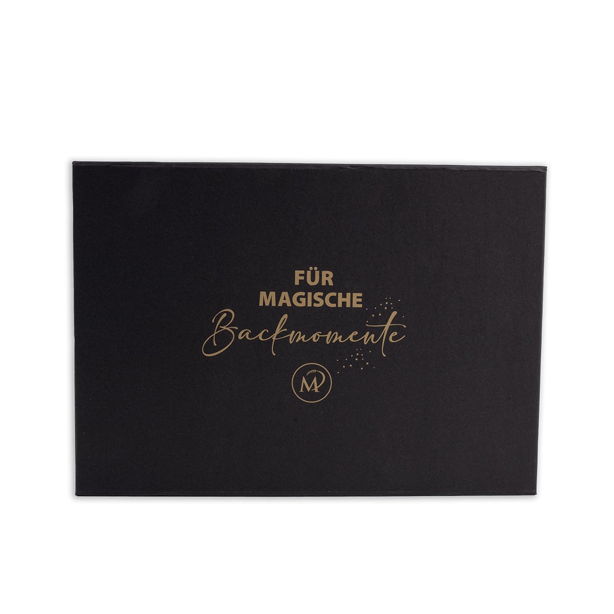 Schwarze Geschenkbox mit goldener Aufschrift