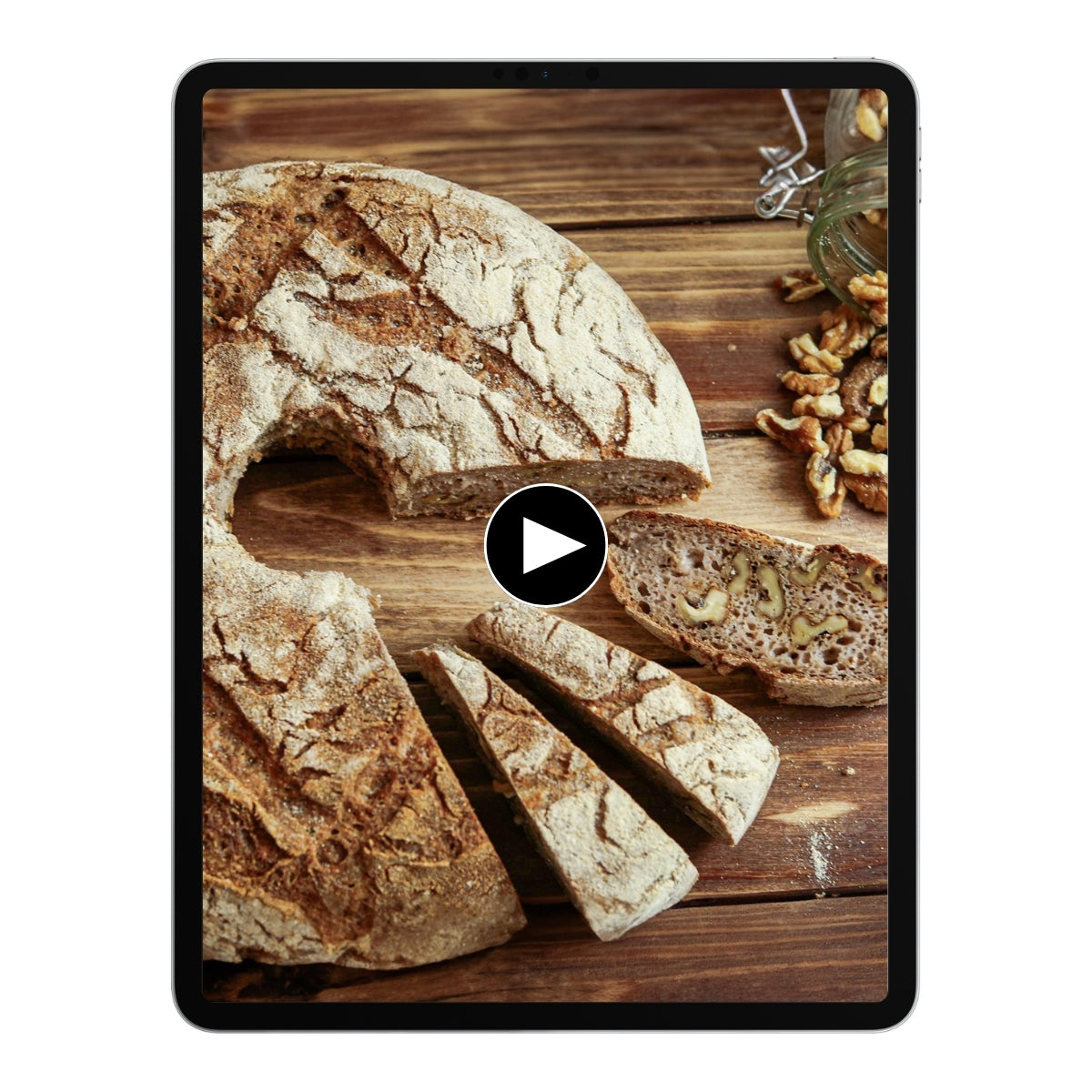 Walnuss Ring auf einem Tablet