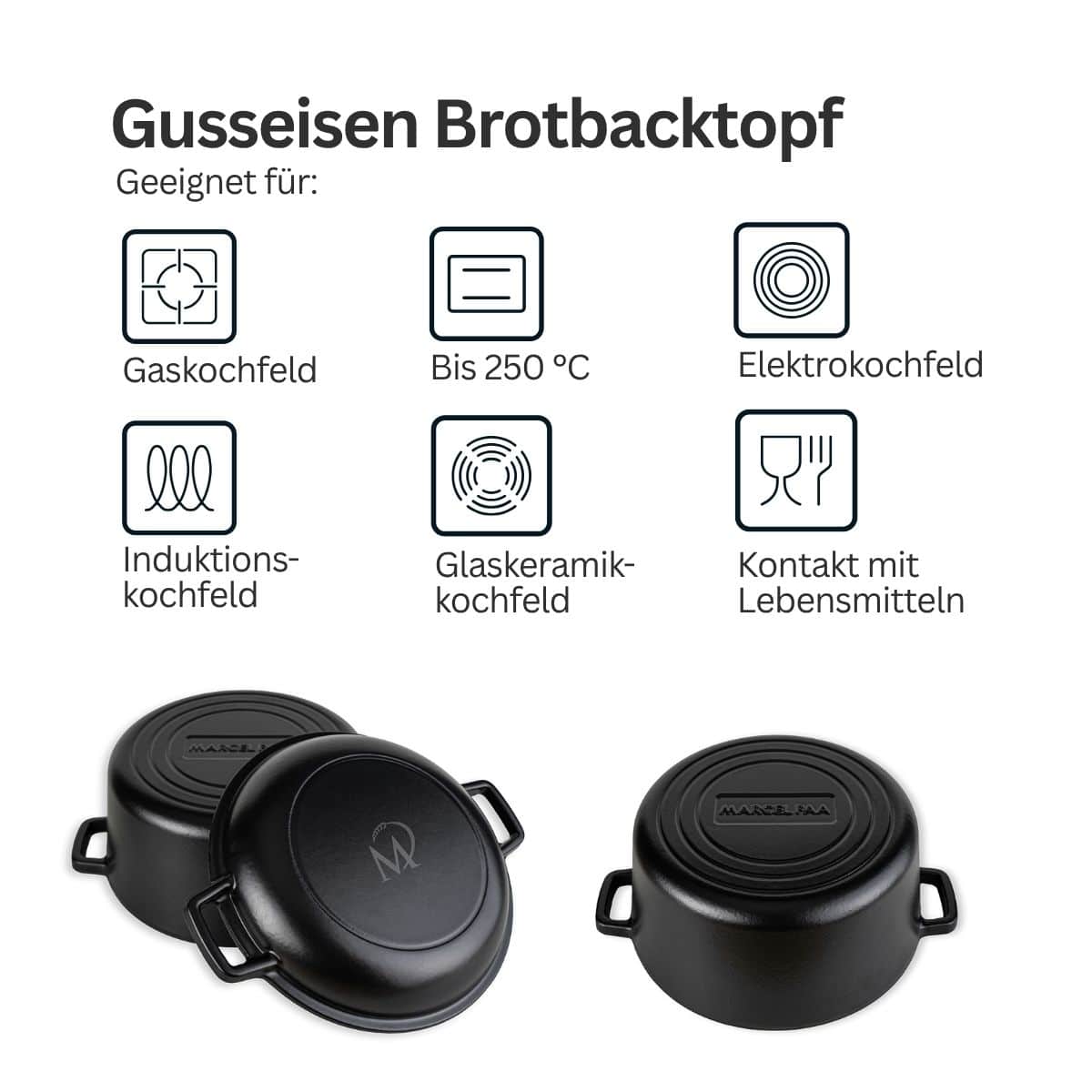 Gusseisen Brotbacktopf mit Deckel
