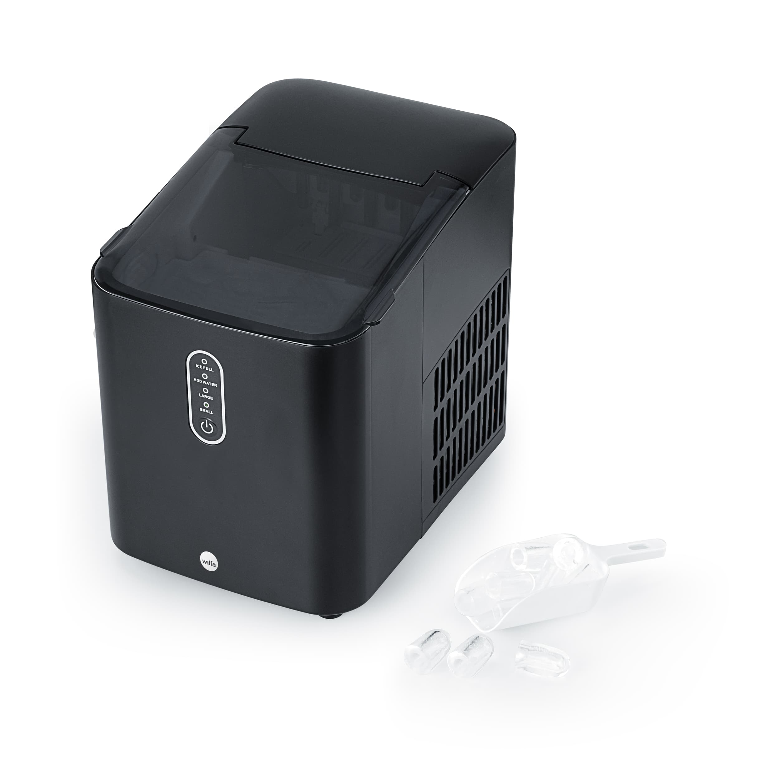 Schwarzer Eiswürfelbereiter mit Eiszange