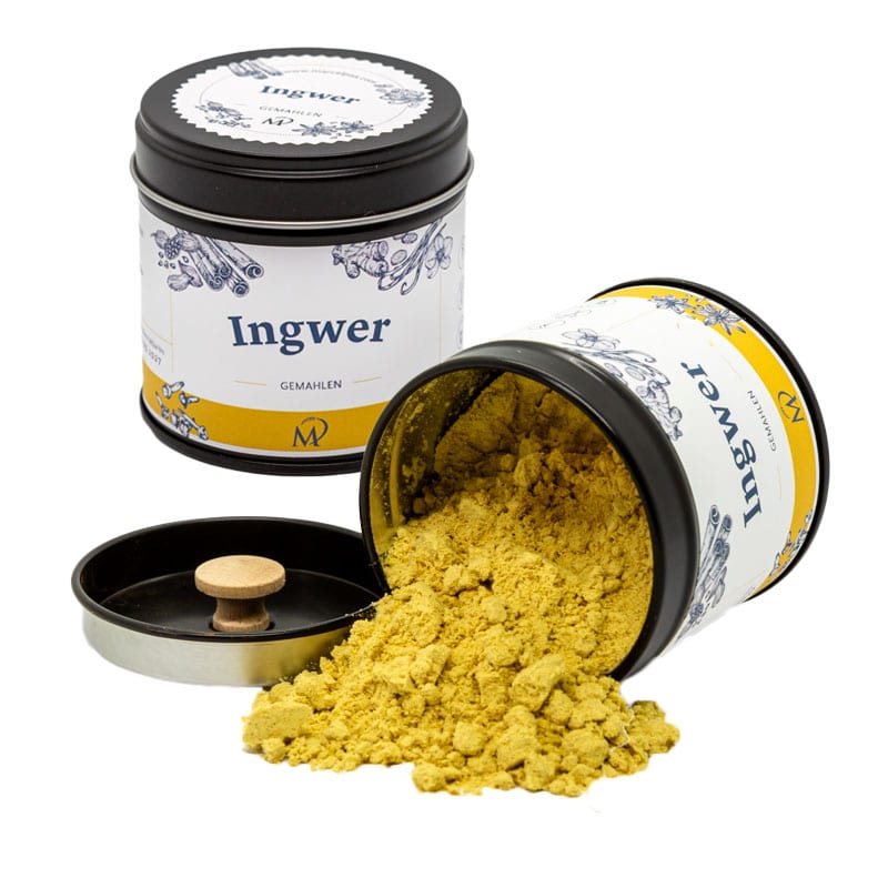 Ingwerpulver in geöffneter Dose