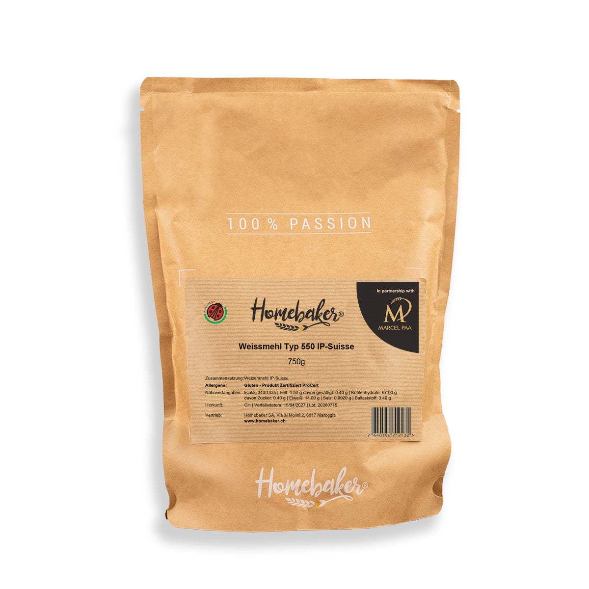 Weissmehl Weizenmehl Typ 550 IP-Suisse 750 g