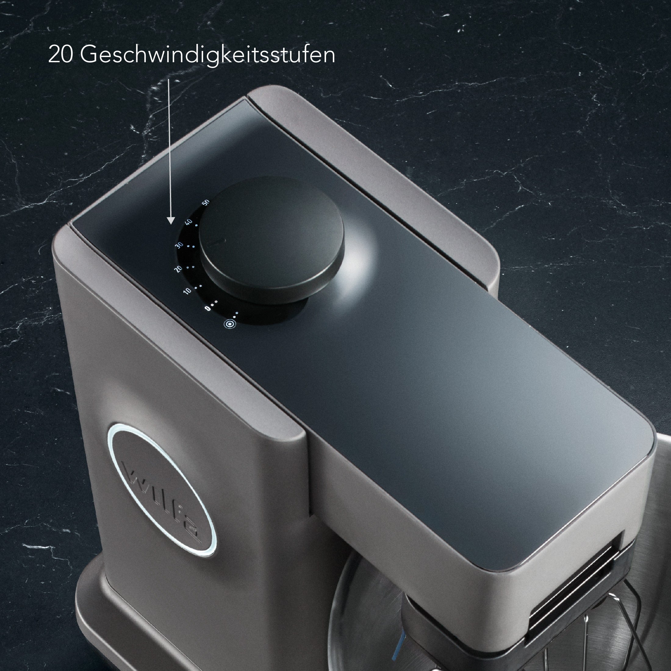 Küchenmaschine mit Geschwindigkeitsregler oben