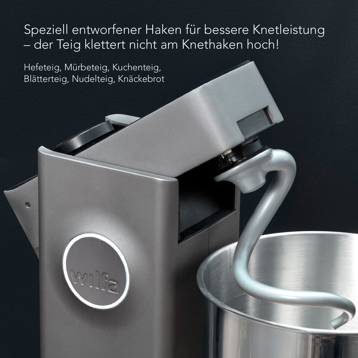 Küchenmaschine mit Knethaken, Edelstahl-Schüssel