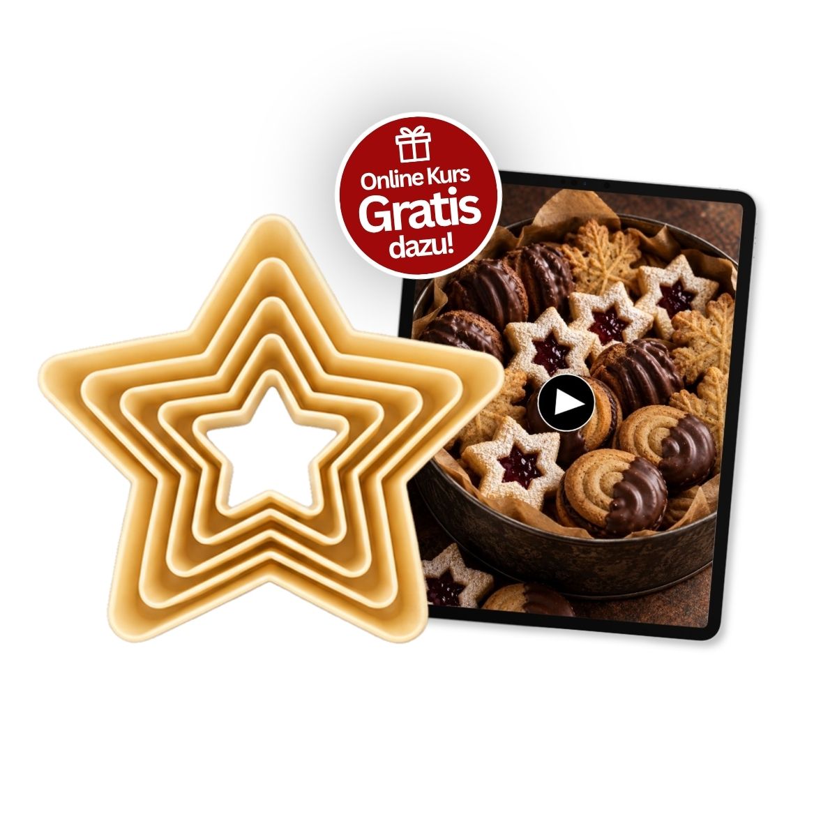 Marcels Ausstecher-Satz Stern glatt 6-teilig – inkl. GRATIS Weihnachtsbäckerei 2.0 Online Kurs