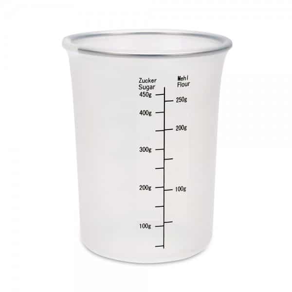 Messbecher mit Skala für Zucker