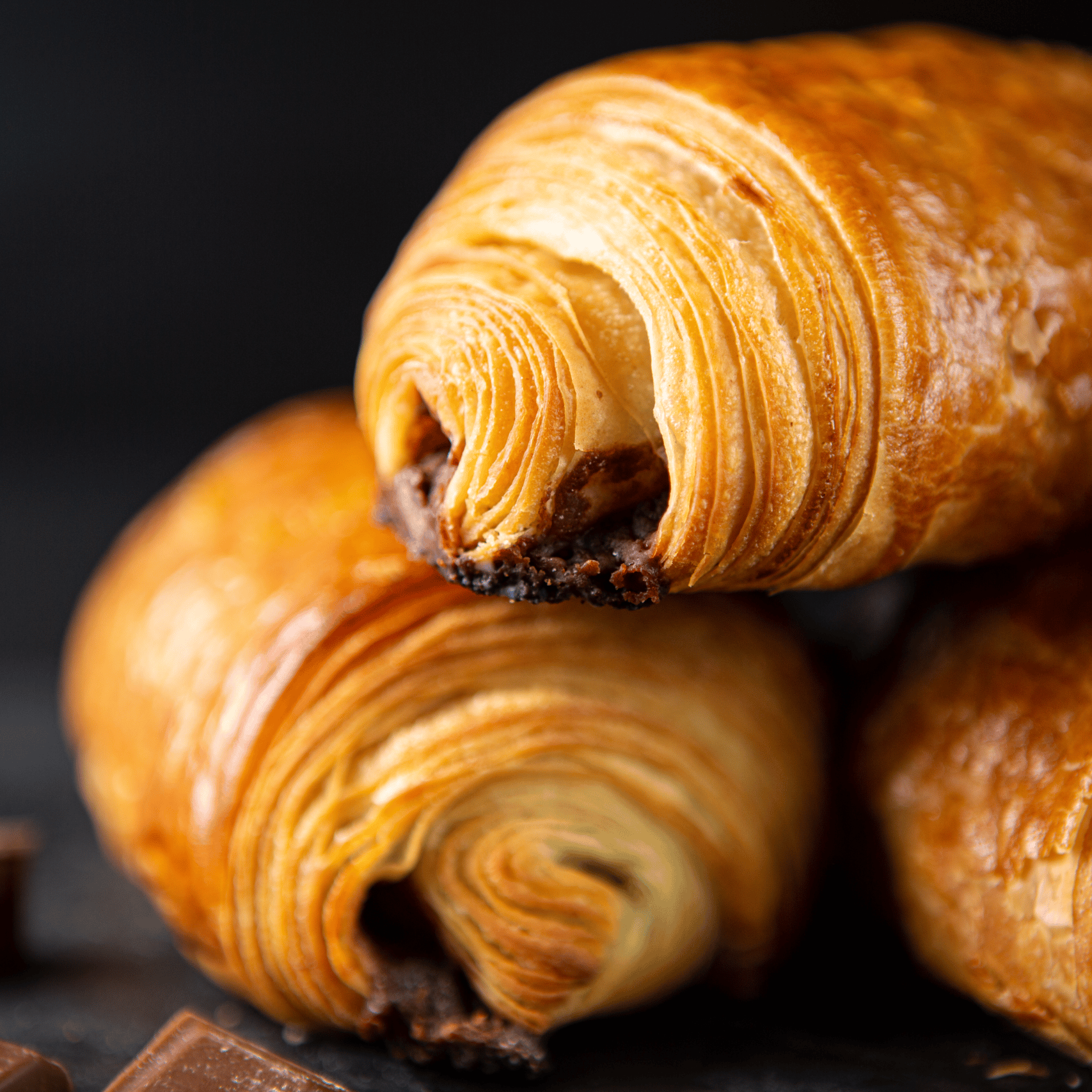 Frische Pain au Chocolat Gebäck