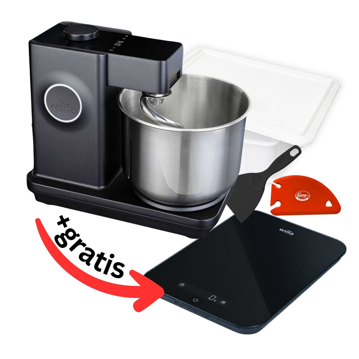Wilfa Probaker NXT schwarz/grau im Spar-Set 'Marcel Paa' mit GRATIS Marcel Paa Grußkarte & Teigkarte