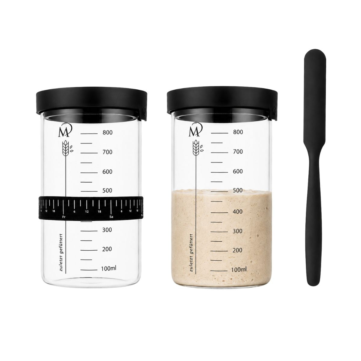 Sauerteiggläser und Teigschaber Set
