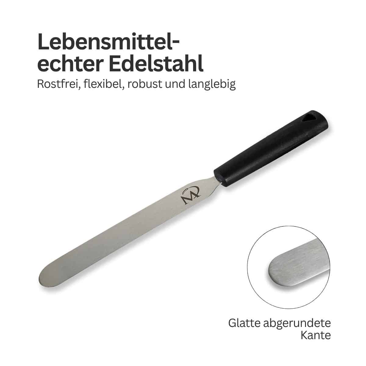Palette aus Edelstahl mit Kunststoffgriff