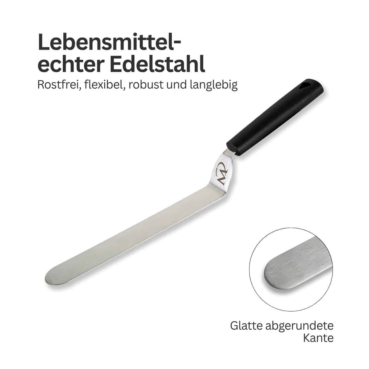 Palette aus Edelstahl mit Kunststoffgriff