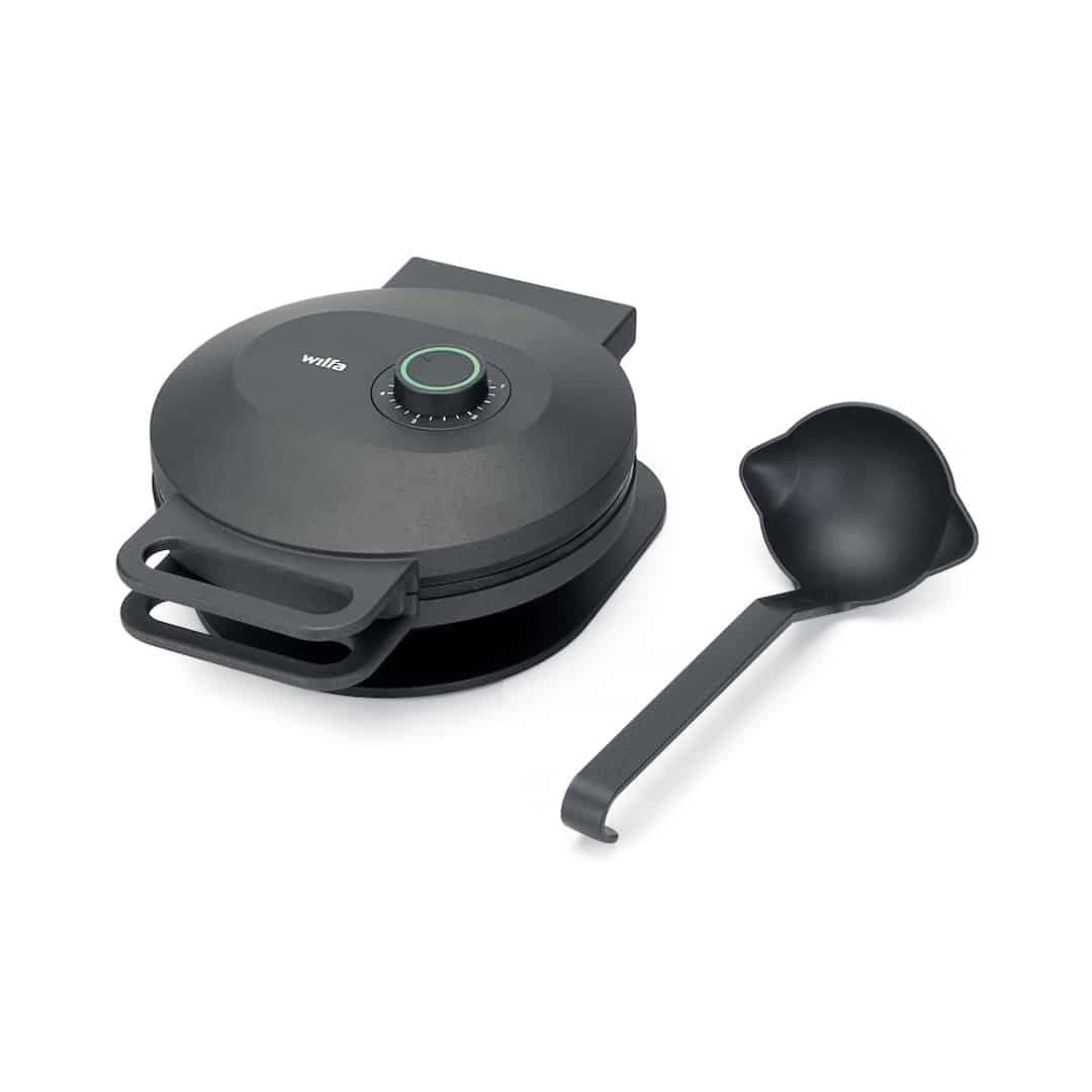 Waffeleisen mit Teigportionierer, schwarz