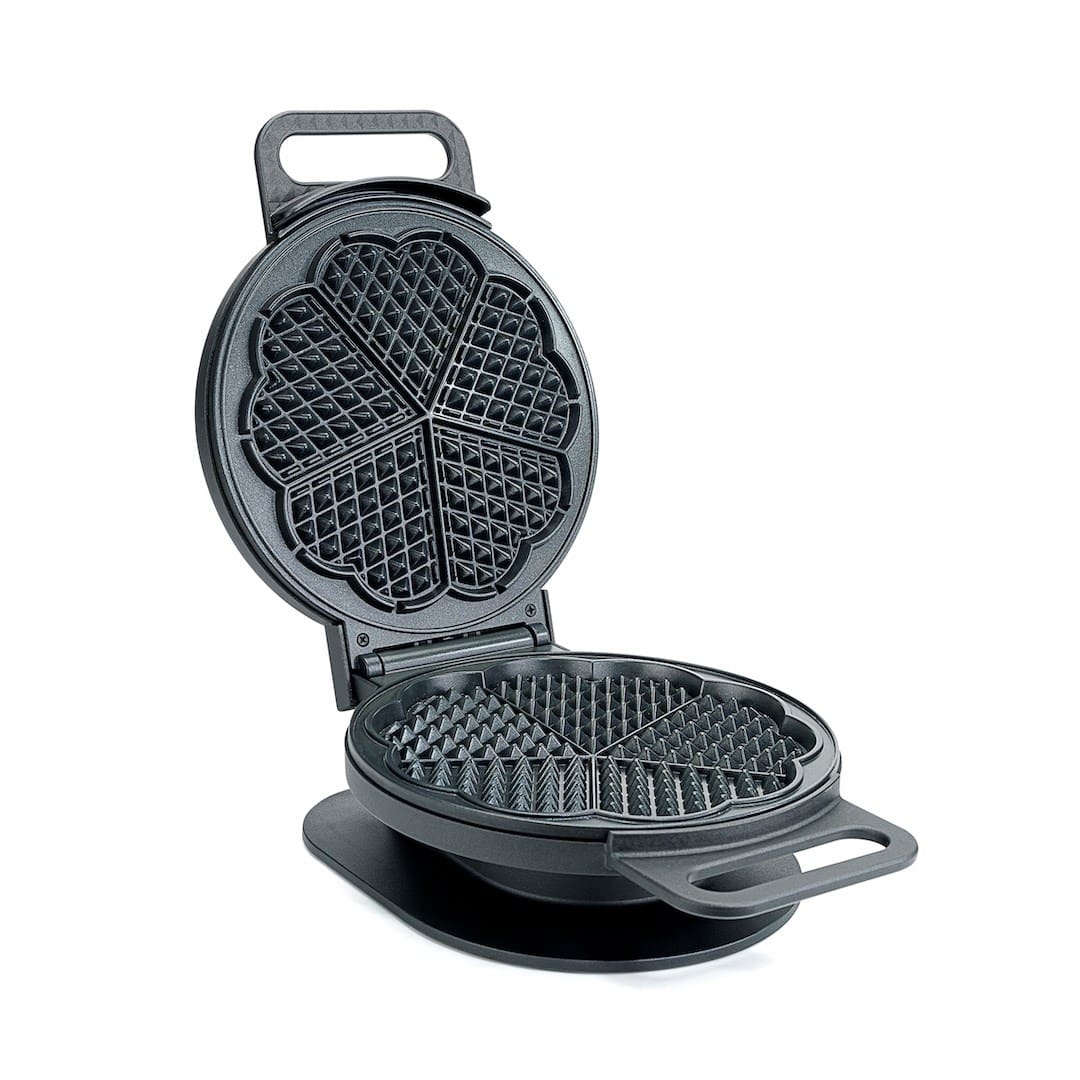 Schwarzes Waffeleisen geöffnet, Produktfoto