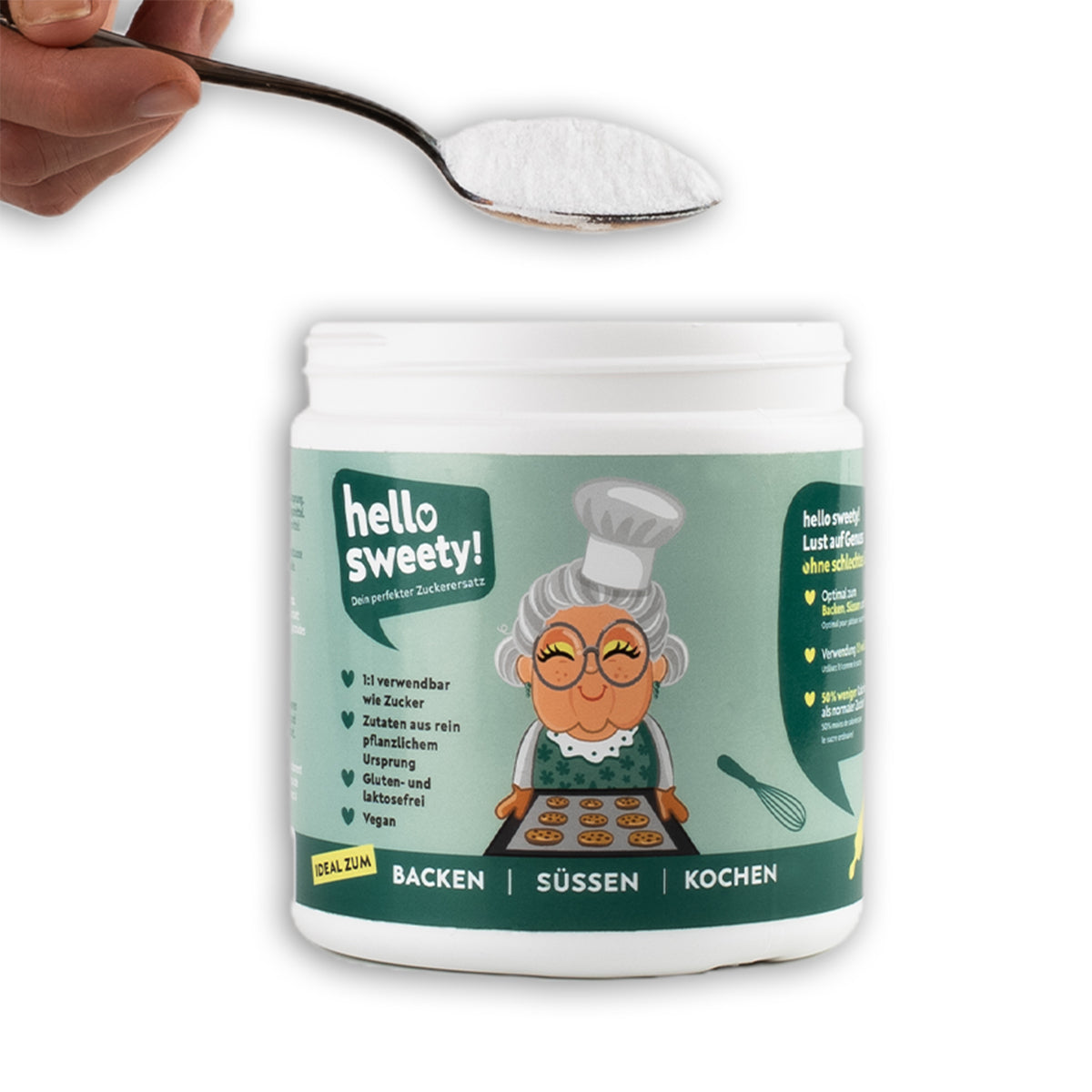 Dose Puderzucker mit Löffel
