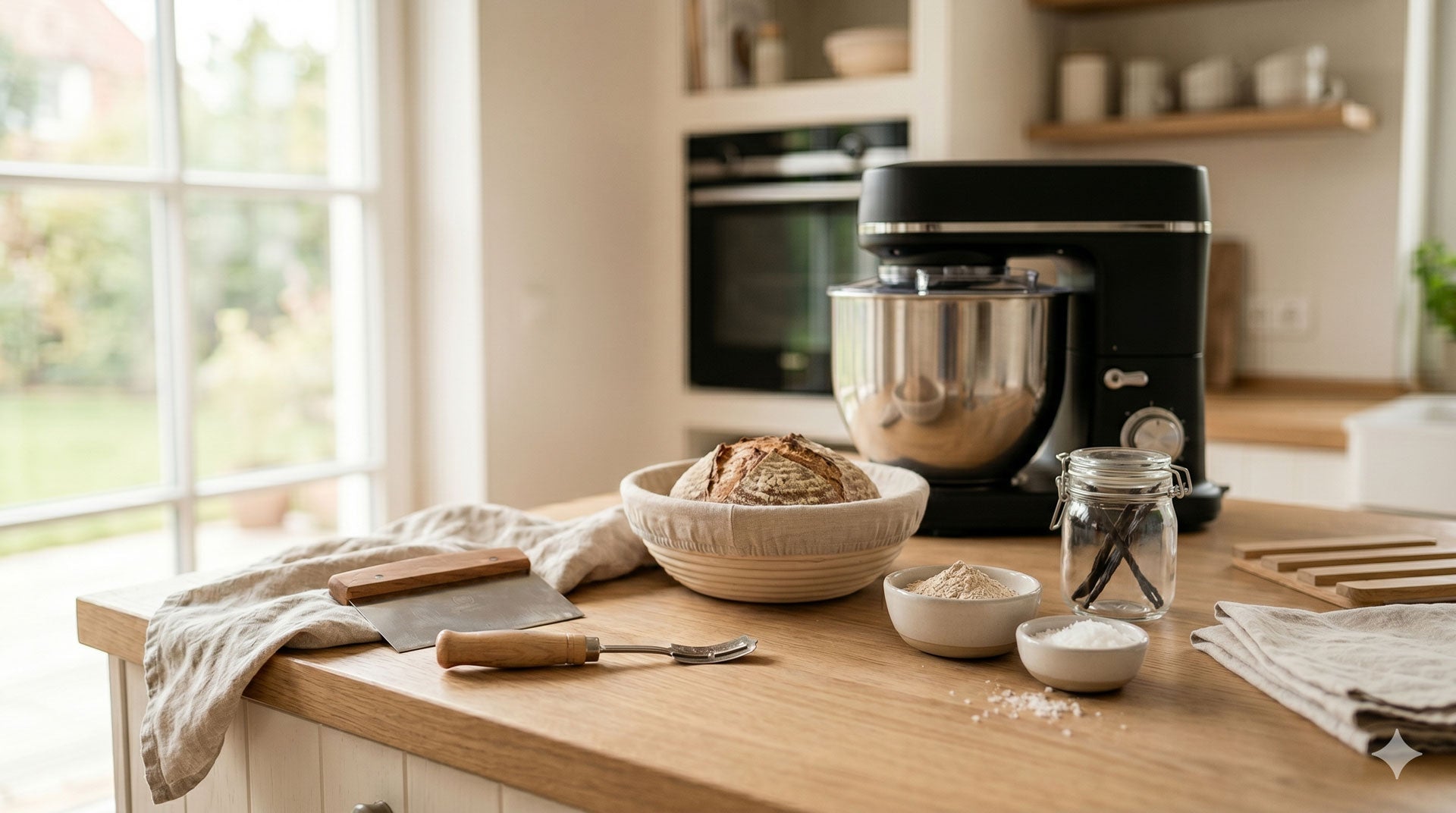 Brotback-Equipment auf moderner Küchenarbeitsfläche