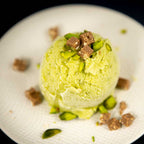 Pistazieneis mit Schokolade, Nahaufnahme