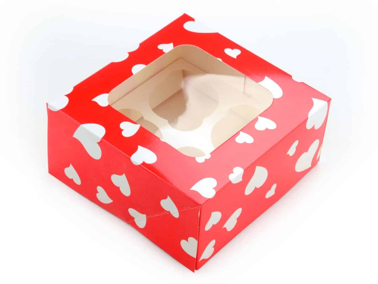 Cupcake Box Herzen für 4 Stück 2er Set V01