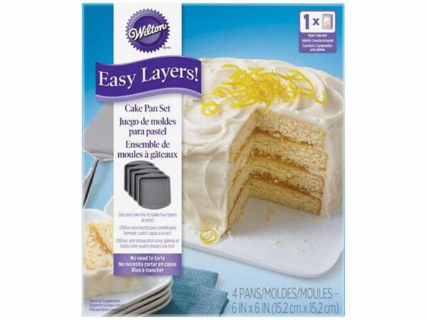 Wilton Easy Layers Square Cake Pan 15 cm 4er Set V02